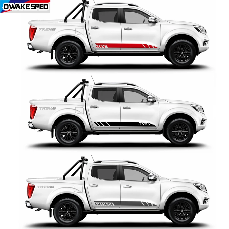 

2pcs OFF ROAD Stripes Sticker For Nissan Navara Car Door Side Skirt Decor Decals 4X4 Auto Body Film Modification Accessories