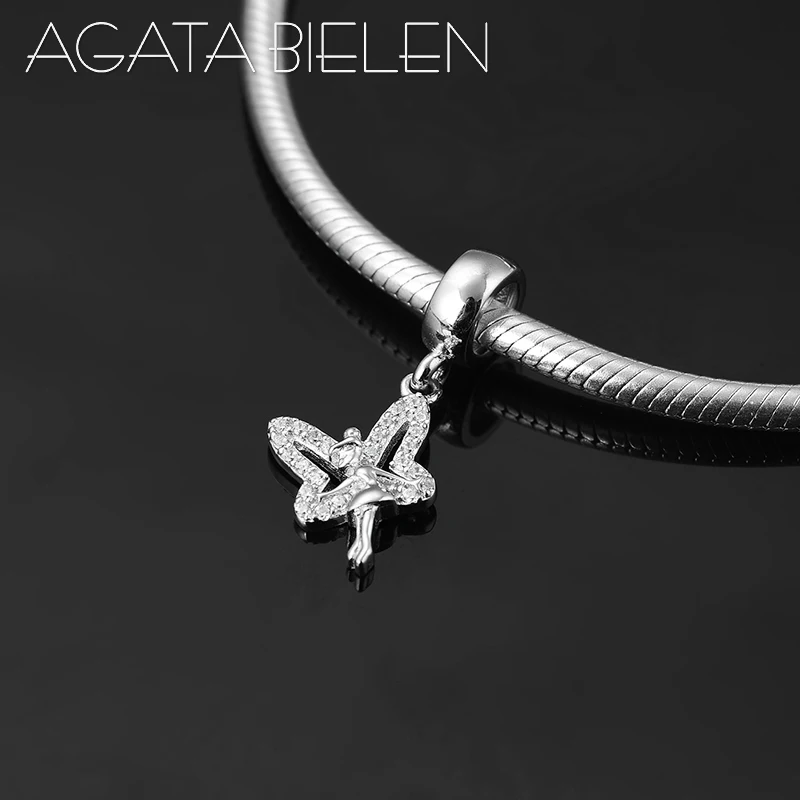 Красивый браслет-бабочка из стерлингового серебра 925 пробы с фианитами изящный