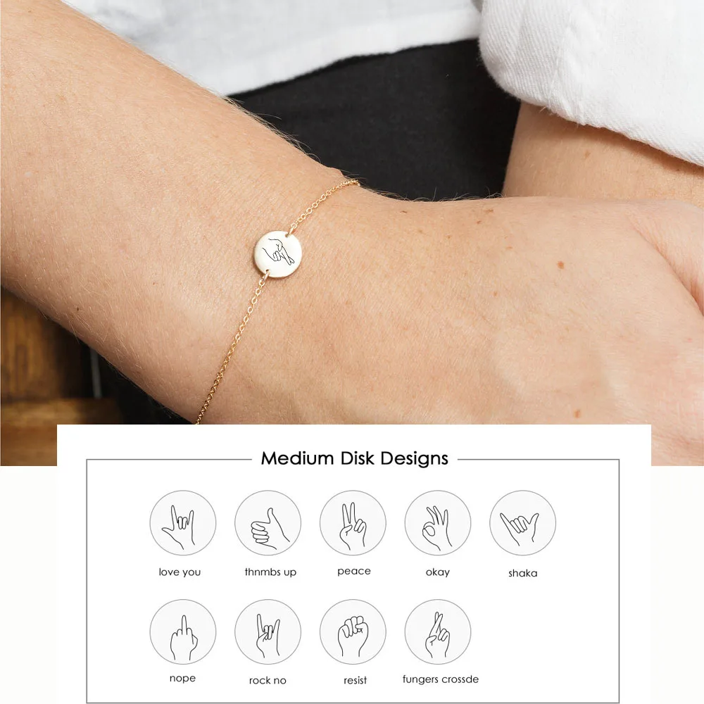 

JUJIE Customized Hand Gesture Bracelet 316L Stainless Steel Bracelets women Korean style Elegant Jewelry for Women