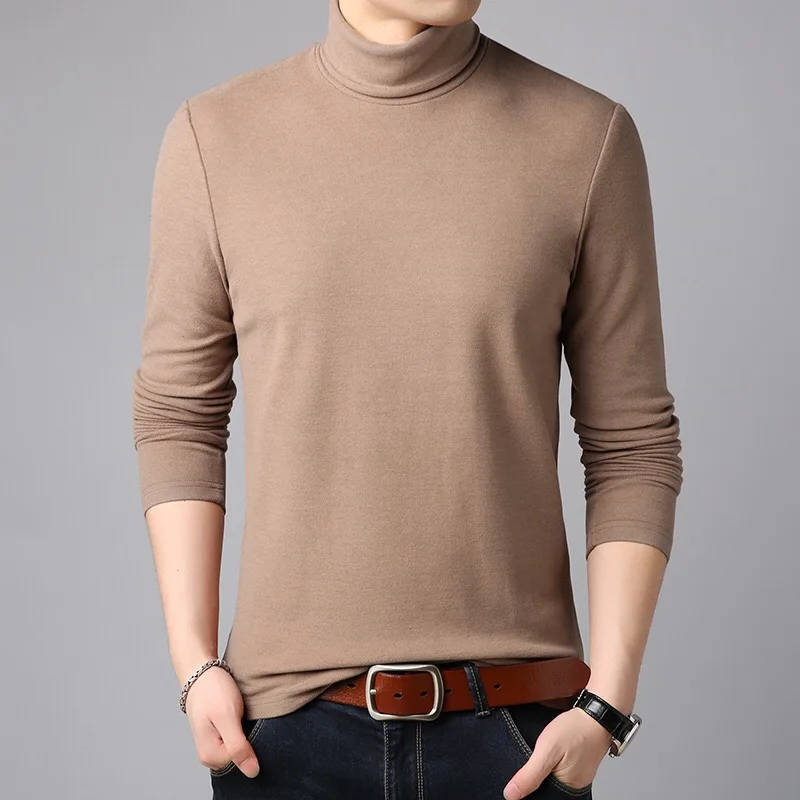 

2019 New Autumn Winter Men's Turtleneck Elastic Thin Solid Color Casual Sweater Men's Slim Fit Knitted Pullovers