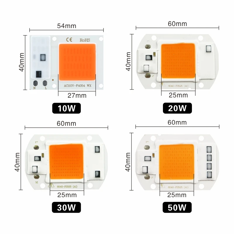Светодиодный COB Чип для выращивания растений светильник полный спектр 220V 110V 20W 30W 50W для комнатных растений рост рассады и цветок роста растений светильник Инж