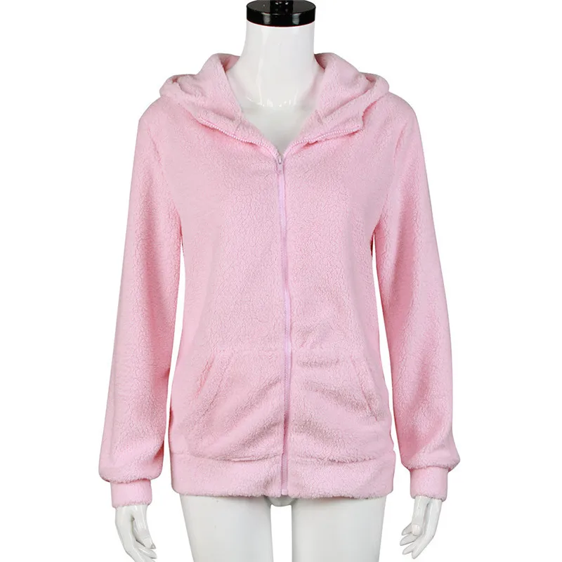 Женская флисовая толстовка с капюшоном толстый теплый пуловер длинным рукавом