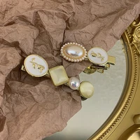 xiaoboacc drop oil rose flower pearl hair clip for women 2021 korean fashion vintage golden girl side hairpin hair accessories