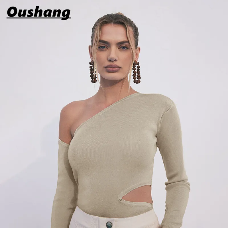 

Hollow Out Sexy T-shirt Women Slim Pullover Autumn Solid Crop Top Long Sleeve Female Clothing Asymmetry Streetwear Yoga Clothes