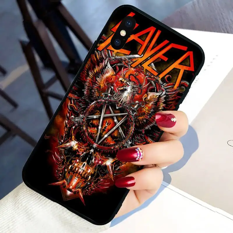 

Slayer Rock Band Trend Etui Painting Phone Case For Black-Iphone 5 5s se 6 6s 7 8 11 12 X Xs Xr Pro Plus Max Mini Cover