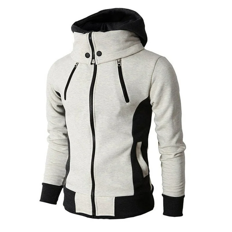 

Zipper Hooded Sweatshirt Men Fashion 2021 Spring Casual Patchwork Fleece Warm Hoodies Sweatshirts Male Streetswear Coat Jackets