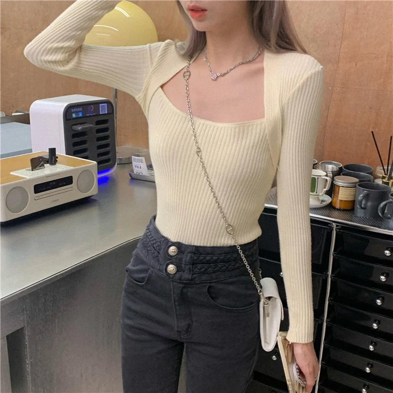 

Реальная цена, новинка, осенний французский квадратный воротник для похудения. Kio