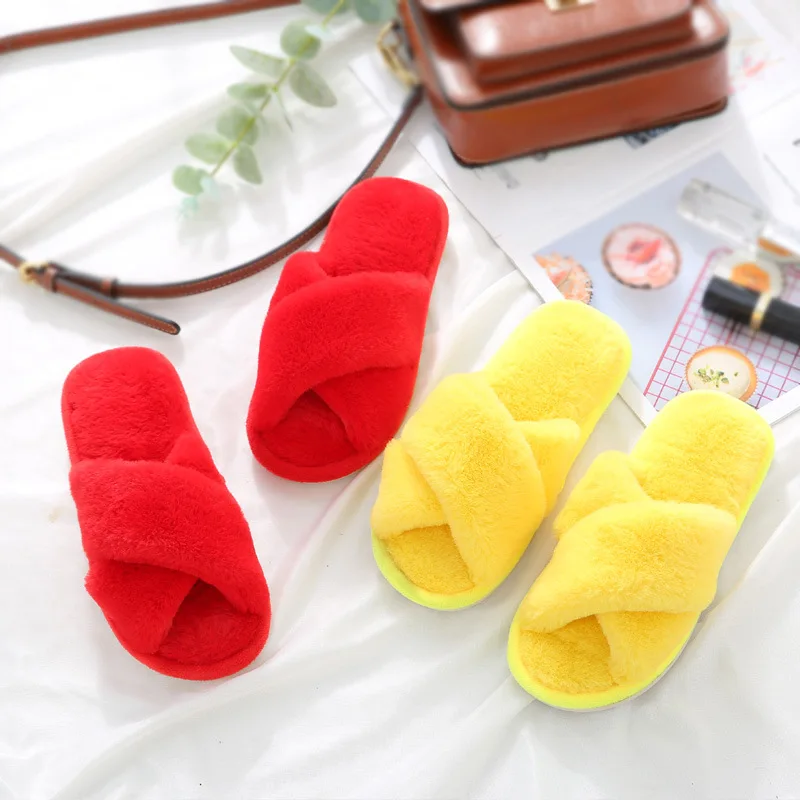 

2019 Natural Sheepskin Home Slippers Fashion Winter Women Indoor Slippers Fur Slippers Warm Furry Wool Slipper Lady House Shoes