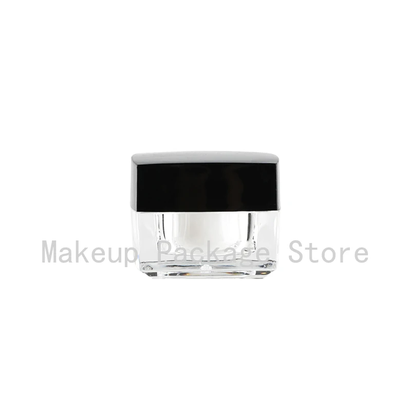 

5g 30/50pcs/lot Empty Acrylic Square Cosmetic Cream Jar,DIY Facial Cream Containers with Balck Lid,Eye Cream Refillable Package