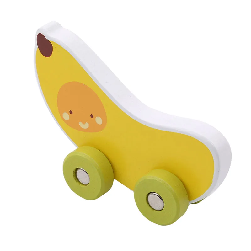 

2019 Hot Sale Baby Wooden Toys Mini Block Fruit Car Vehicle Blocks Apple/Peach/Banana/Pear Small Size Colour Cartoon Car Toy