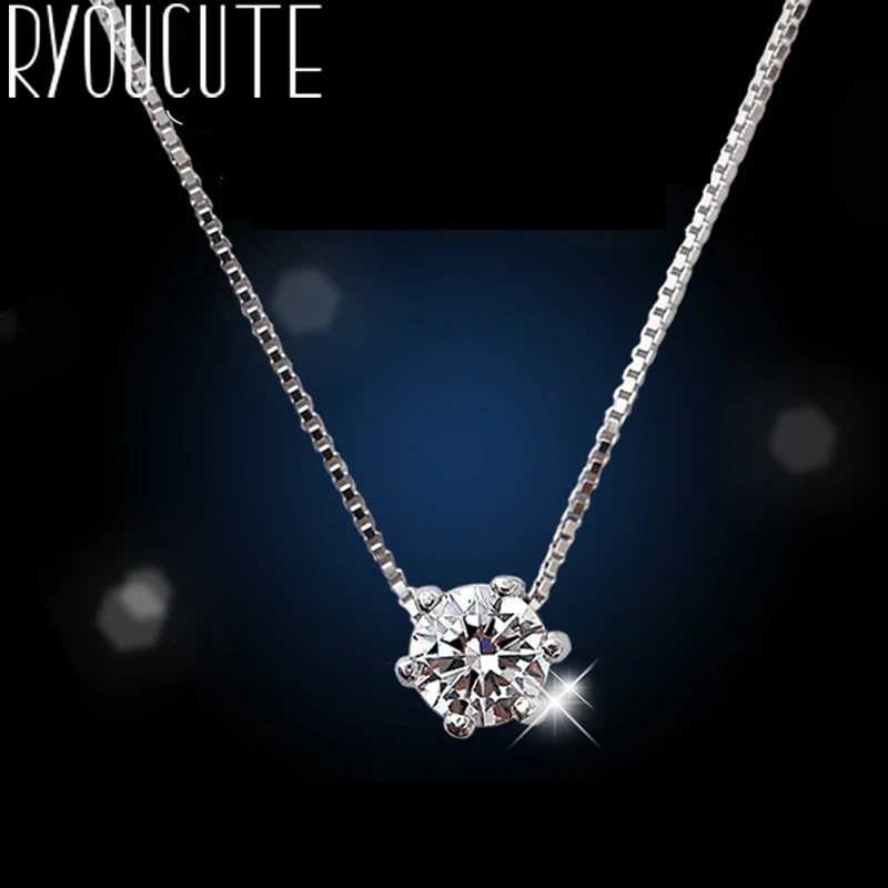 Серебряное ожерелье шесть когтей AAA CZ мозаичный Циркон колье для женщин collier