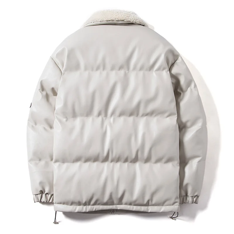 2021 new lapel padded jacket flow youth padded jacket casual loose men's leather jacket pu leather padded jacket men