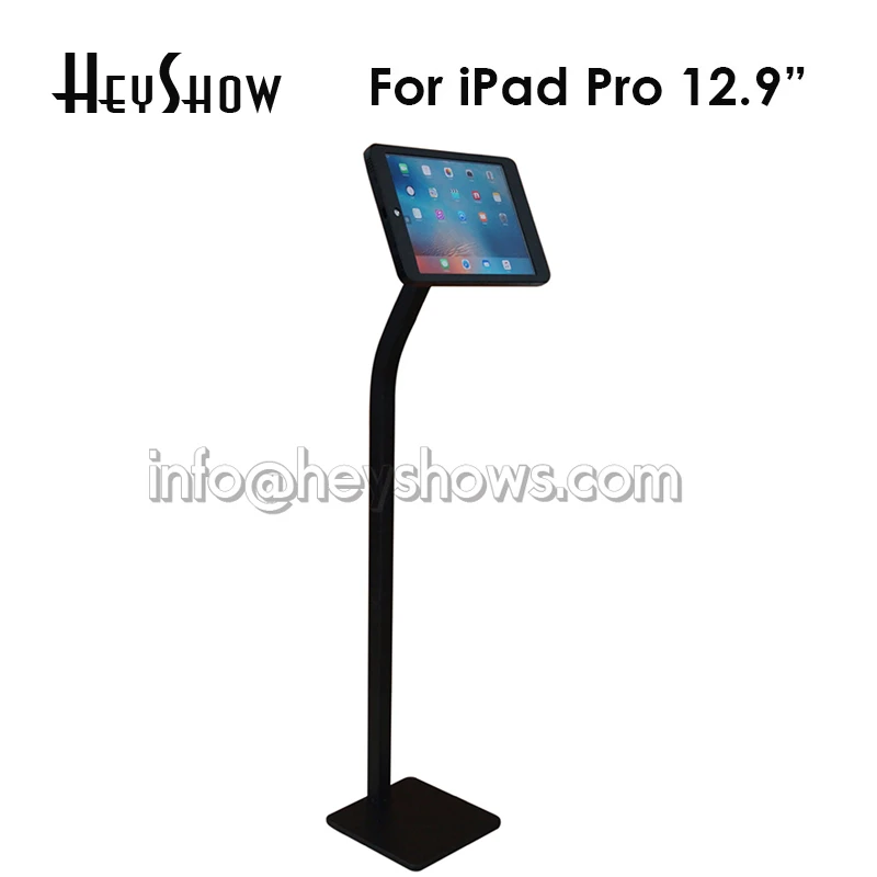 Flexible Metal Tablet Security Lock Ipad Floor Stand Display Enclosure Case Bracket Kiosk Anti-Theft Housing For Ipad Pro 12.9