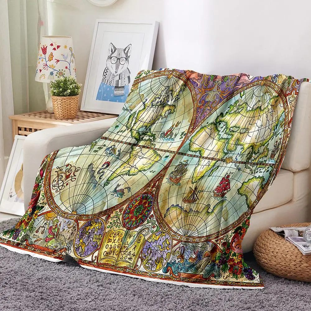 ONGLYP 3D мир плед с принтом карты мягкий теплый фланелевое одеяло диван-кровать
