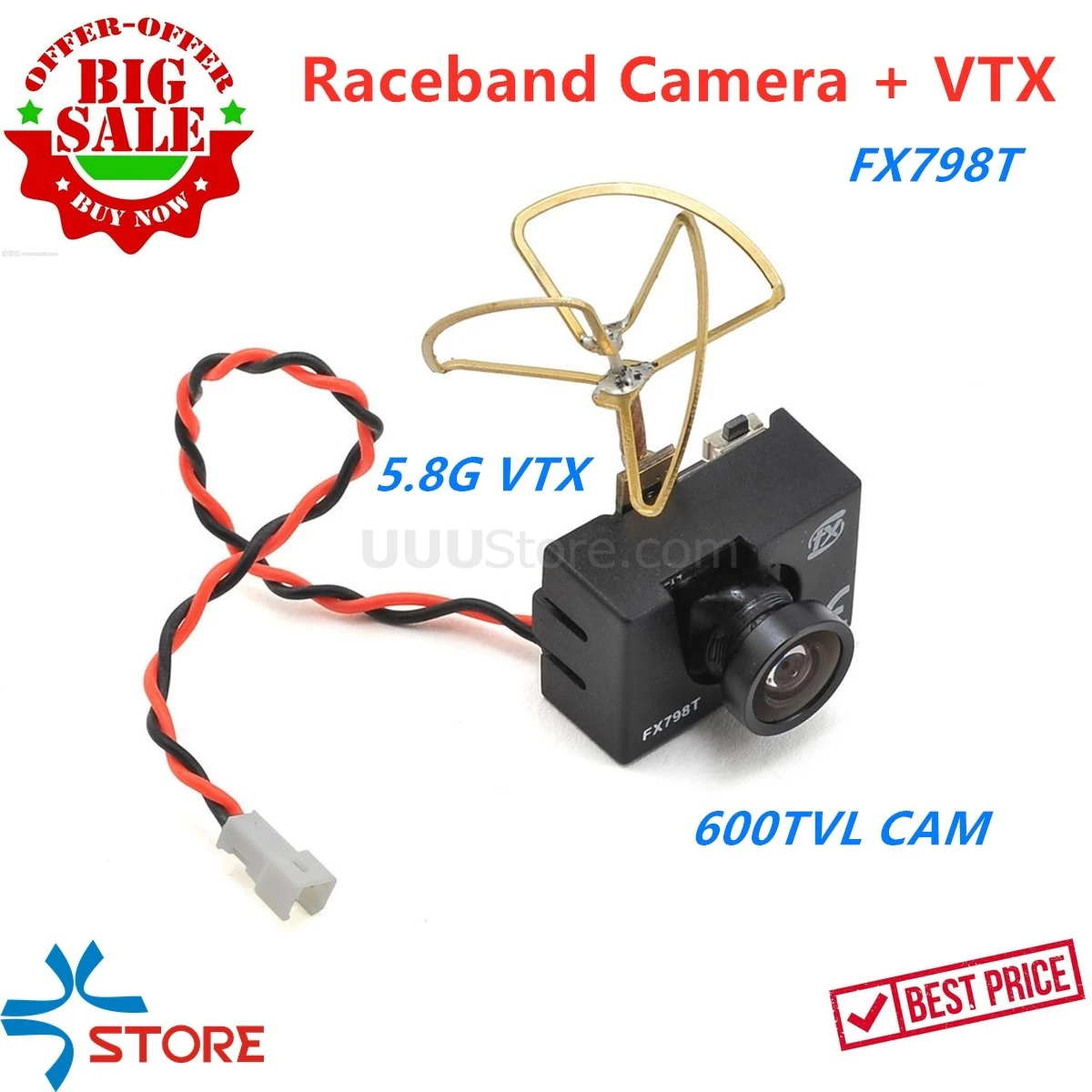 FX FX798T 5 8G 25mW 40CH NTSC Мини Raceband передатчик 600TVL камера Combo для RC FPV мультикоптера