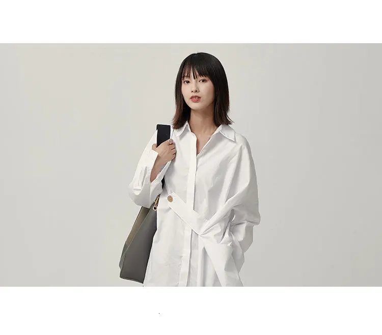SuperAen Новая Осенняя рубашка женская однотонная модная повседневная женская блузка и топы нерегулярная Женская одежда с длинными рукавами