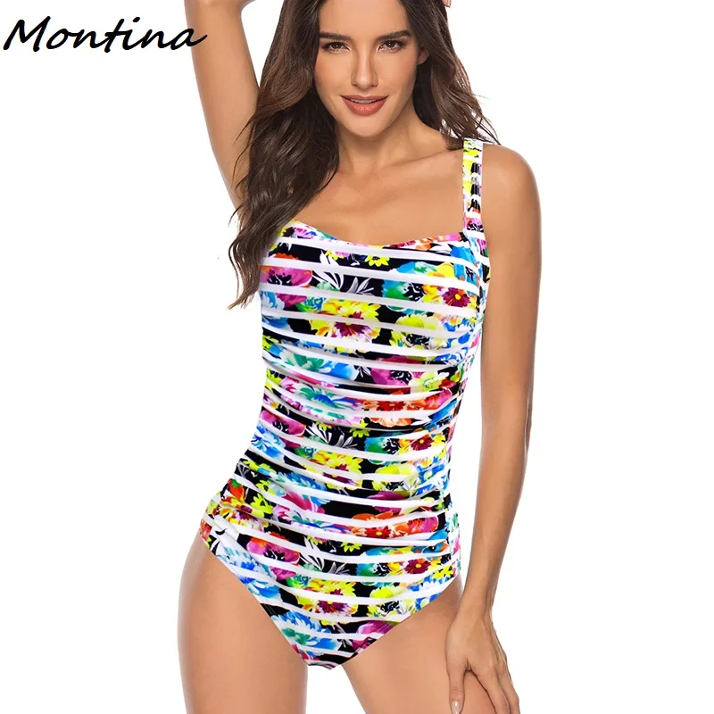 Сексуальный купальник большого размера женский платье в черную полоску