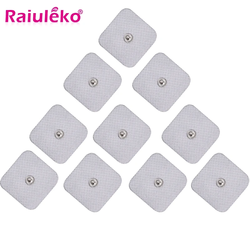 

10Pcs Button Non-Woven Fabric Electrode Pads Use For Nerve Stimulator/Tens Digital Acupuncture Therapy Machine Massager 4*4cm