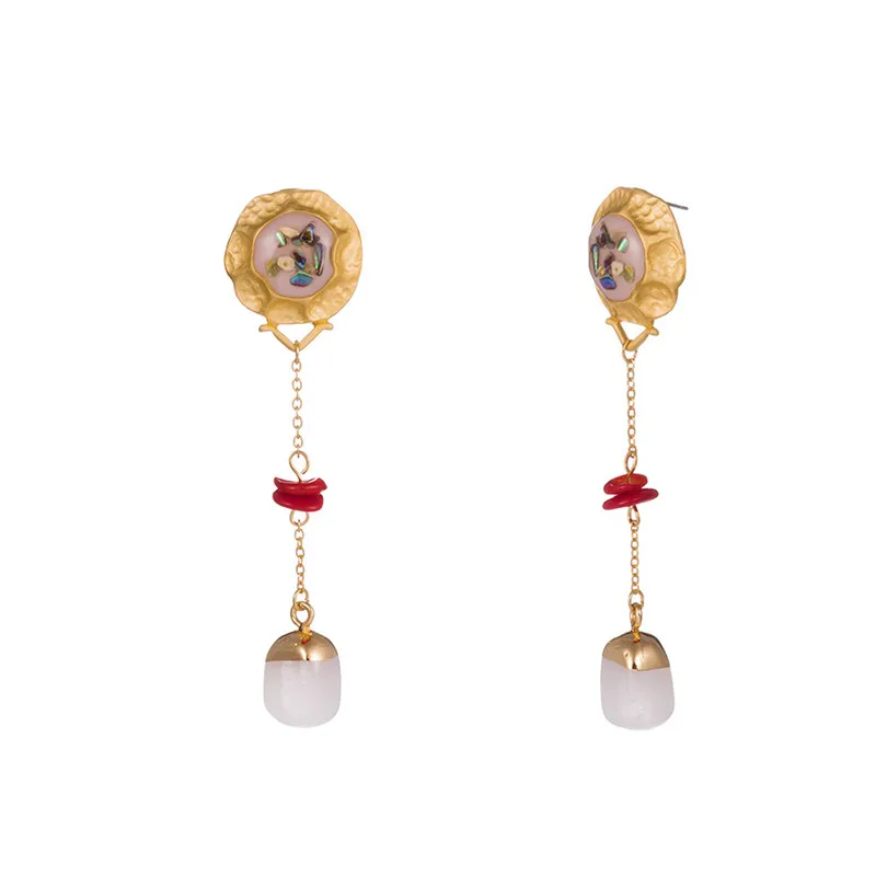 

Fashion Gold Color Sea Shell Pearl Earrings For Women Metal Geometric Earrings For women Wedding Jewelry