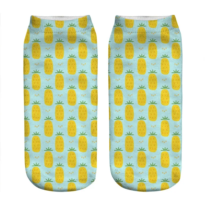 Женские носки kawaii восхитительные милые с принтом ананаса женские Веселые