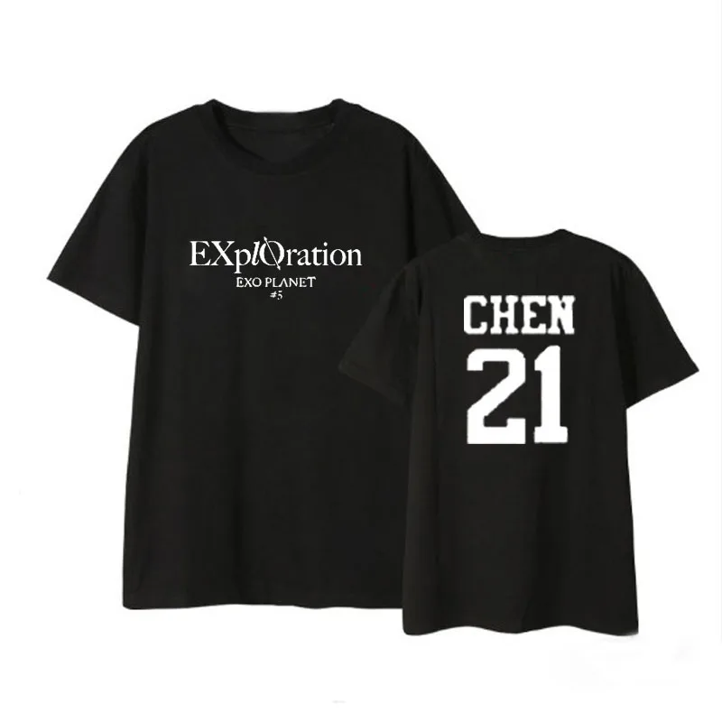 Mainlead KPOP EXO PLANET #5-Разведочная хлопковая футболка BAEKHYUN CHANYEOL SEHUN D.O | Женская одежда