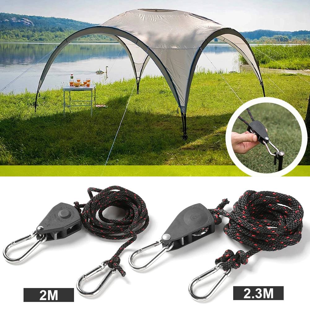 

Adjutsable Rope Hanger Tent Lanyard Pulley Rope Ratchet Portable Pulley Adjuster Lifting Rope Tensioner Outdoor Camping Rope
