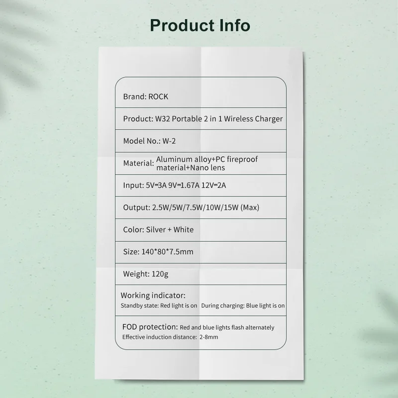 

ROCK 2 in 1 Wireless Charger 15W Fast Charging DOCK for iPhone 12 Pro Max for Huawei Watch GT/GT2 Wireless Charging Pad