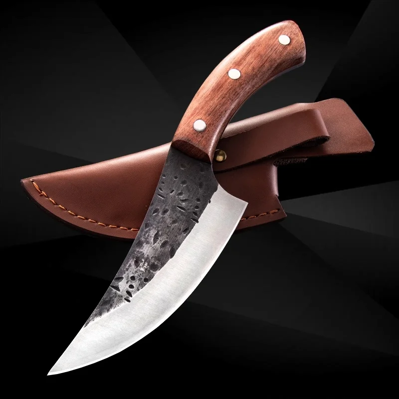 

Handmade Forged High Carbon Steel Boning Knife Kitchen Knives BBQ Butcher Knife Meat Cleaver Outdoor Cooking Tool