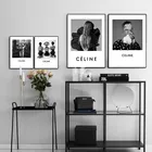 Модный постер для девочек Celine во французском стиле, Картина на холсте для съемки, черно-белая Настенная картина для гостиной, спальни, кабинета, домашний декор, фреска