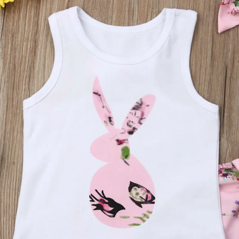 

Goocheer Fashion High Quality 2020 Easter Newborn Baby Girl Summer Tops Tank T-shirt+Floral Pants+Headband Outfit