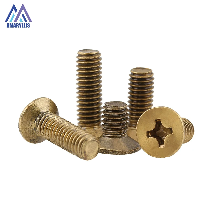 

M5 M6 M8 Brass Flat Head Cross Recessed Machine Screw Countersunk Plastic Phillips Head Metric Bolts White Length 8mm-60mm