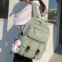2021 spring new women fashion nylon backpack multiple pockets buckle waterproof school bag for teenage girl student backpacks