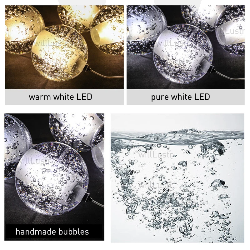 Хрустальная люстра K9 с пузырьковым стеклянным шариком подвесной светильник для