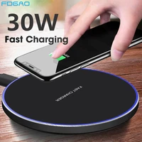 fdgao 30w wireless charger for samsung s21 s20 s10 s9 15w qi quick charge type c usb fast charging for iphone 13 12 11 x xr xs 8