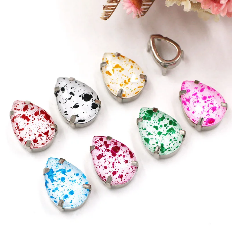 Новинка стеклянная Хрустальная оправа в форме капли острые Стразы для одежды |