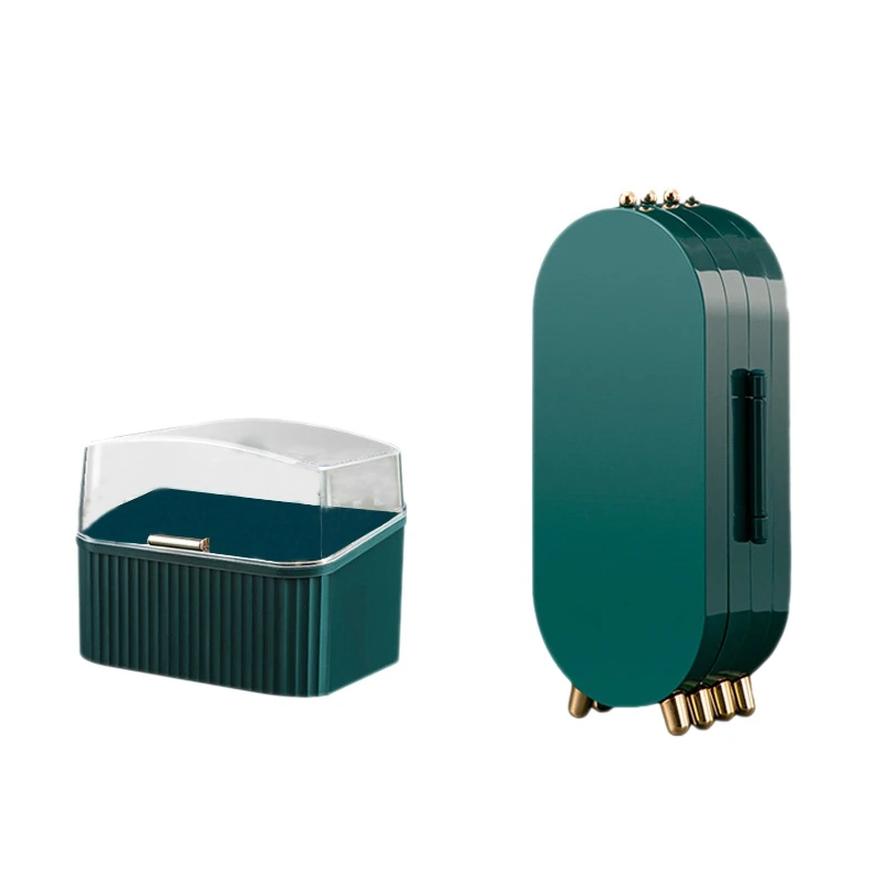 

Foldable Jewelry Storage Box+Lipstick Storage Box 4 Doors Earrings Display Stand Bracelet Necklace Organizer