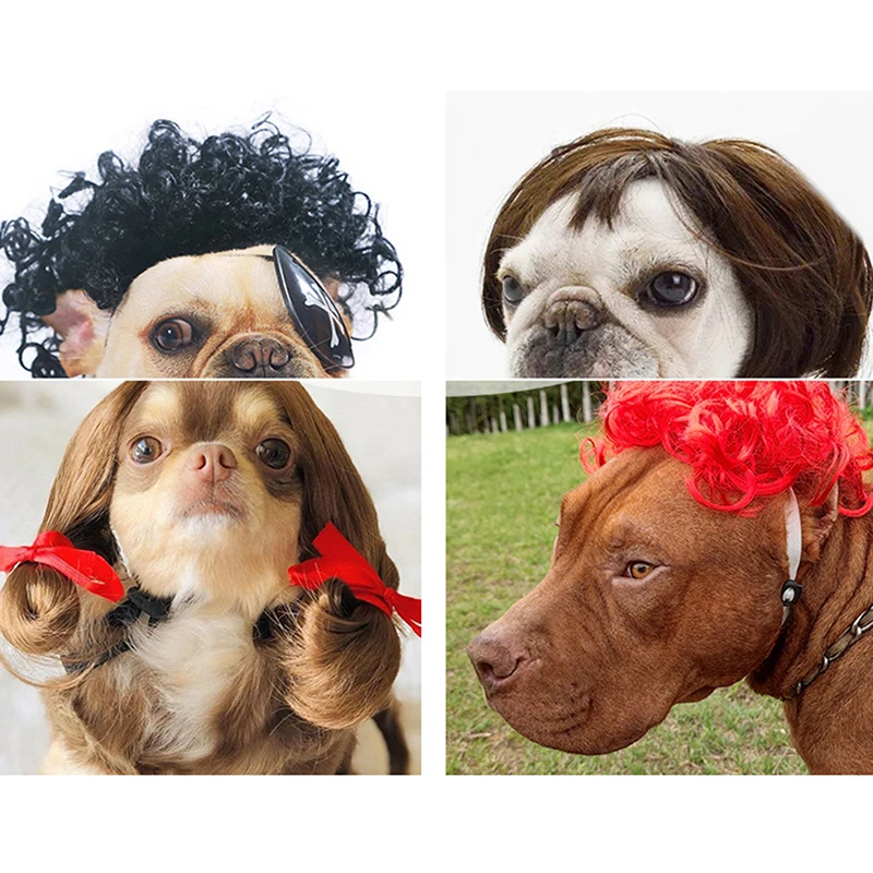 

Funny Pet Wig Set New Fashion Pet Wigs Cat Dog Cosplay Props Wigs Tiara Hairpiece Makeover Clothing Pet Supplies