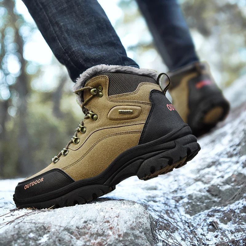 Зимние мужские ботинки Теплая мужская обувь из плюша Удобные зимние замши