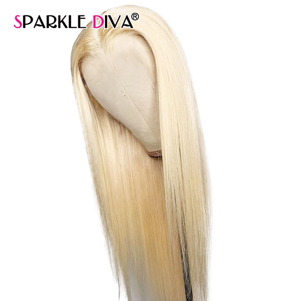 

613 Blonde Glueless T Lace Part Human Hair Wigs Remy 13x1 Transparent Lace Wigs Brazilian Straight Hair Blonde Lace Front Wigs