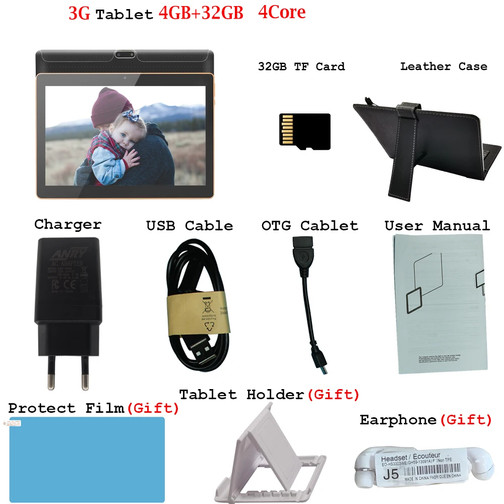 Add keyboard 32GB TF ANRY 102, планшетный ПК, 10,1 дюймов, Android 7,0, планшетный ПК, ips экран, четыре ядра, 4 Гб ОЗУ, 32 Гб ПЗУ, мини-планшет, поддержка расширения, TF карта, 3g Tab - Комплект: Add keyboard 32GB TF