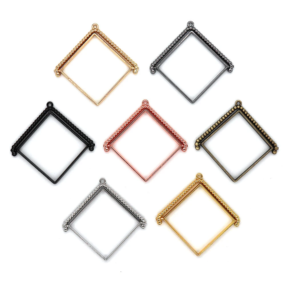 

3Pcs 360 Degree Rotation Rhombus Epoxy Alloy Frame DIY Jewelry Accessories Gift Epoxy Frame Pendant Statement Necklace For Women
