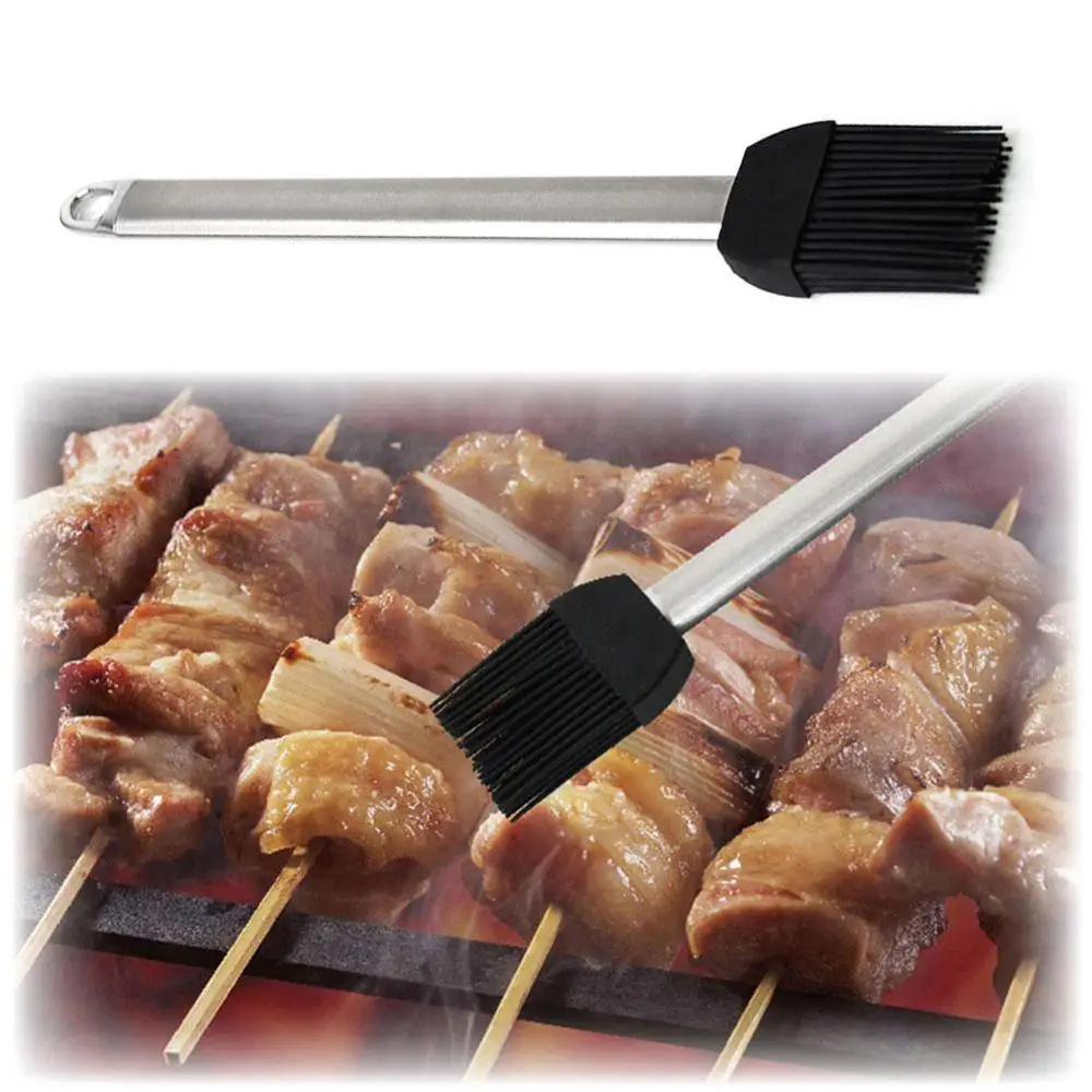

1PC Sauce Basting Brush Kitchen Oil BBQ Grill Brush BBQ Cooking Stainless Barbecue Silicone Accessories Brushes Steel Pastr E1P2