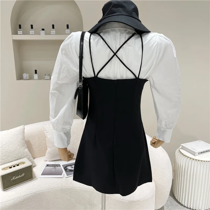 

Women's Spring Summer 2021 Niche Design Fashion Temperament Bottoming Shirt Two Piece Dress With Sling