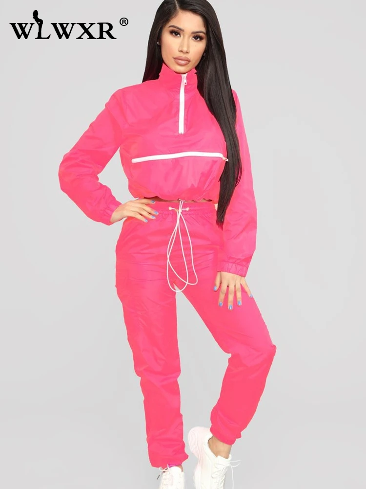 Женский Повседневный костюм WLWXR комплект из топа на молнии с длинными рукавами и