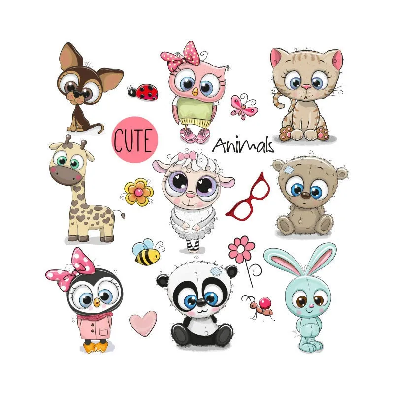 Лидер продаж Мультяшные милые животные термоклейкие наклейки для одежды ткань