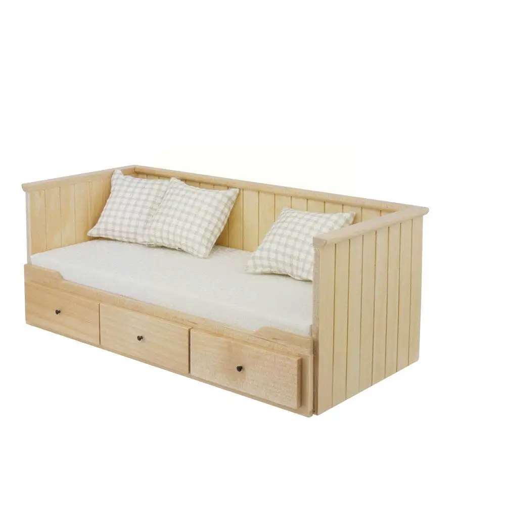 

1:12 Dollhouse Miniature Accessories Mini Wooden Sofa For Dolls Drawer House Decoration Bed Simulation Toys Furniture P2Q5