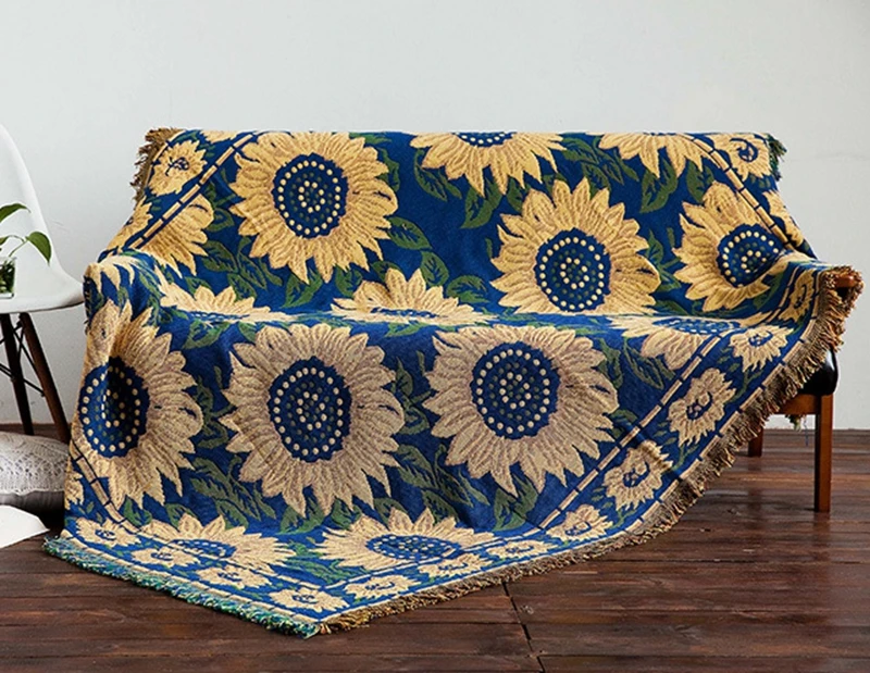 Американский кантри диванные одеяла подсолнухи декоративные Slipcover кидает на диван кровать путешествия коврики коврик-шарф кисточки