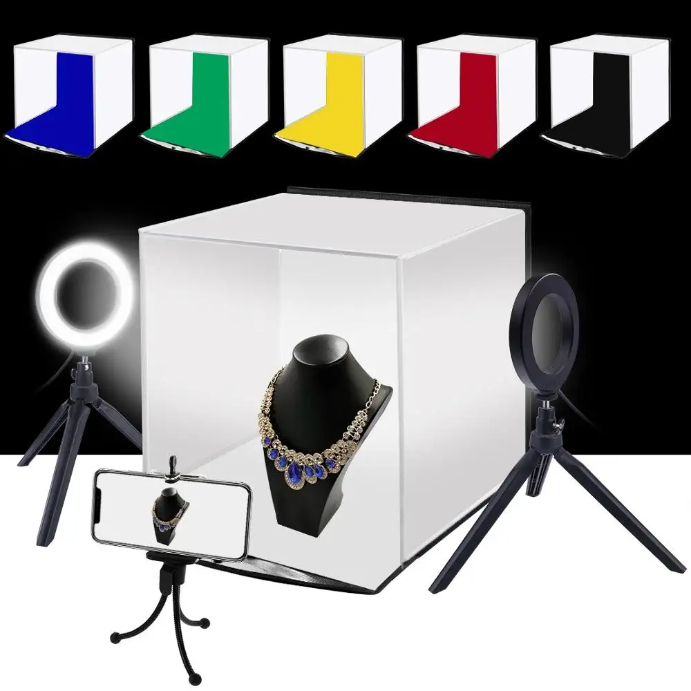 PULUZ 30cm Folding Portable Softbox Ring Light Photo Lighting Studio Shooting Tent Box Kit with 6 Colors Backdrops | Электроника