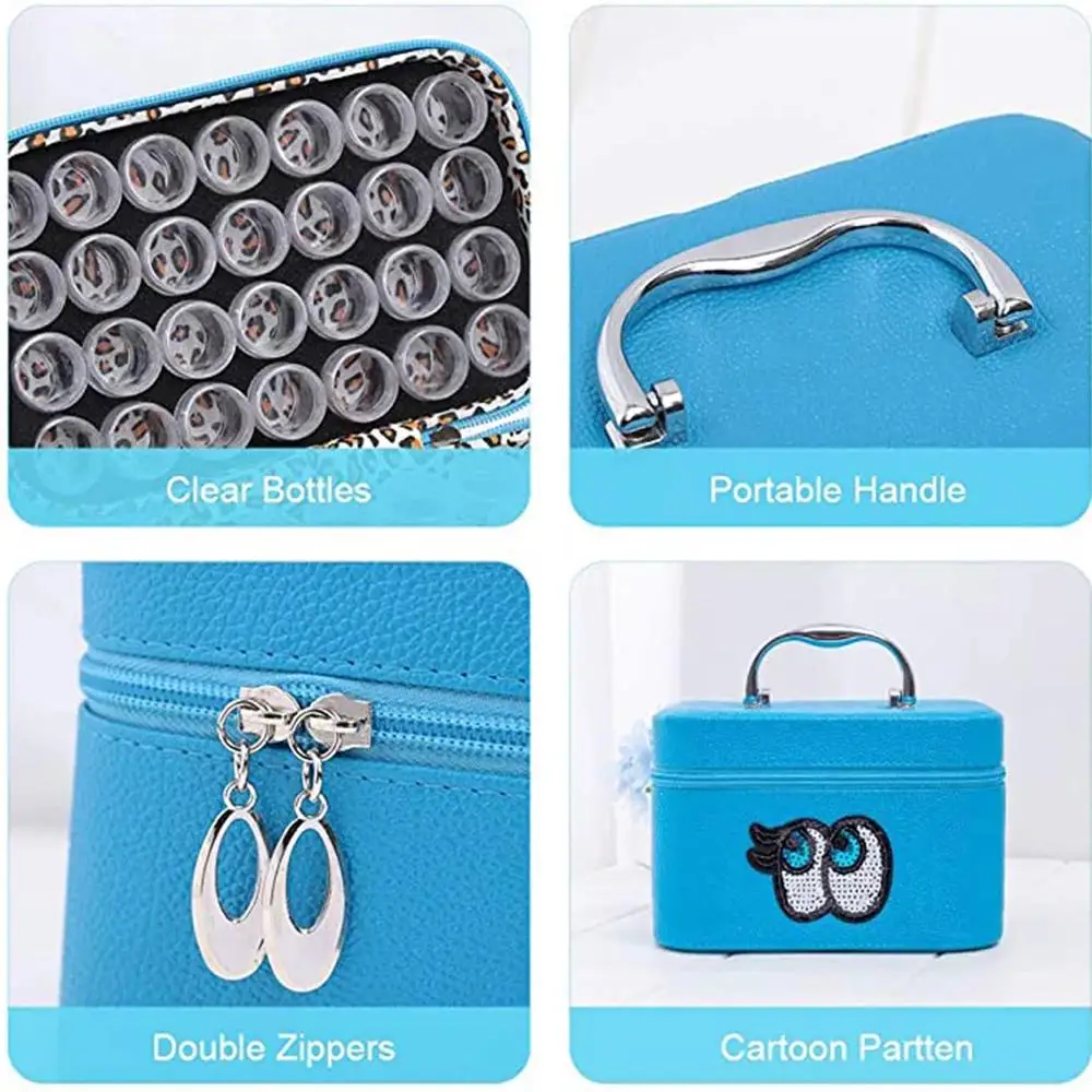 

84 Bottles PU Leather Diamond Painting Square Rhinestones Tool Storage Bag Organizer Beads Diamond Embroidery Accessories Box