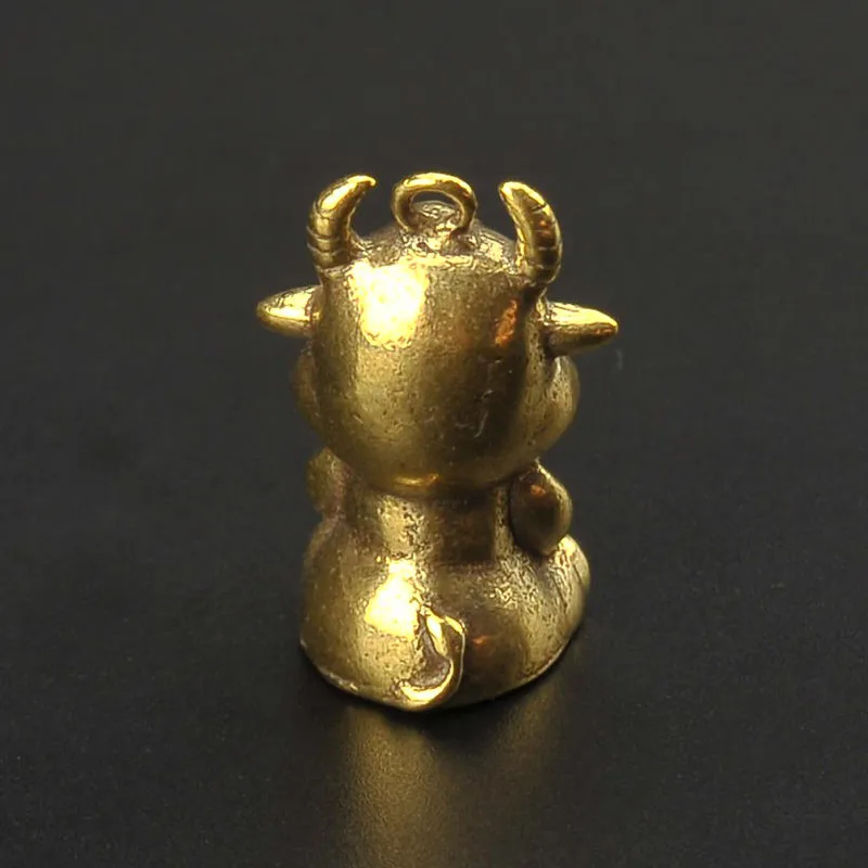 Брелок из чистой меди с милым мультипликационным быком подвеска латуни скот